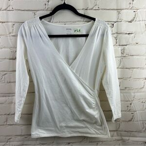 Michael Kors rouched side V-neck 3/4 sleeve shirt